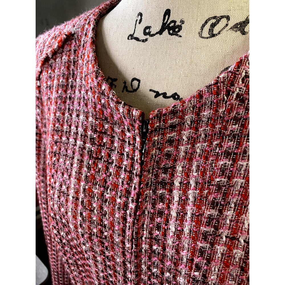 WHITE HOUSE BLACK Tweed Blazer Jacket Women’s 14 Red Pink Woven Preppy EUC - Picture 16 of 16